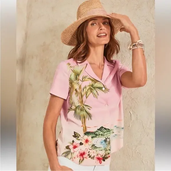 TOMMY BAHAMA Artist Series '23 Perfect Paradise Talulla Silk Camp Shirt size L - Picture 5 of 11